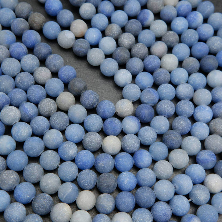 Matte finished mixes blue aventurine beads.