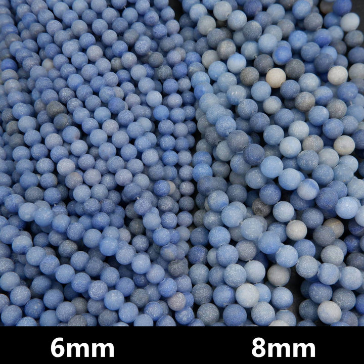 Matte finished mixes blue aventurine beads.