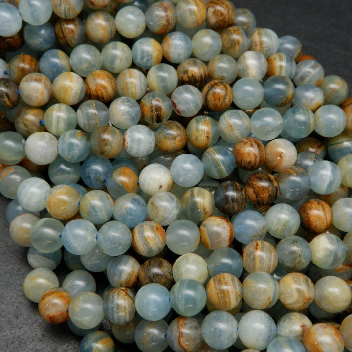 Blue calcite beads.