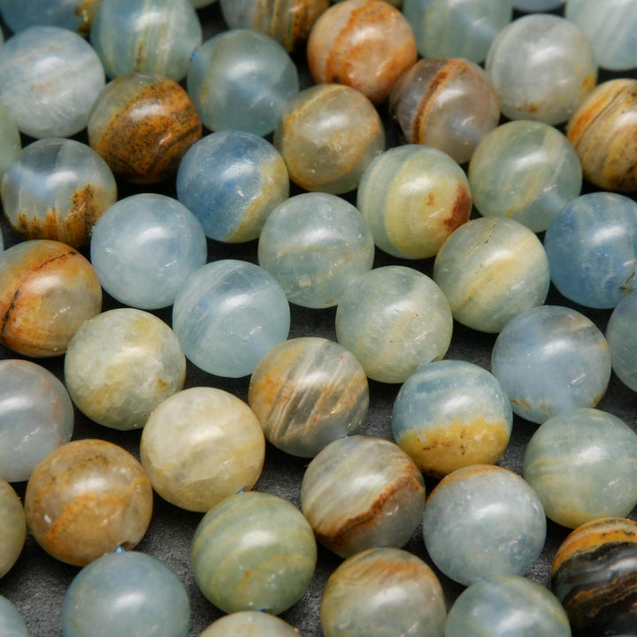Blue calcite beads.
