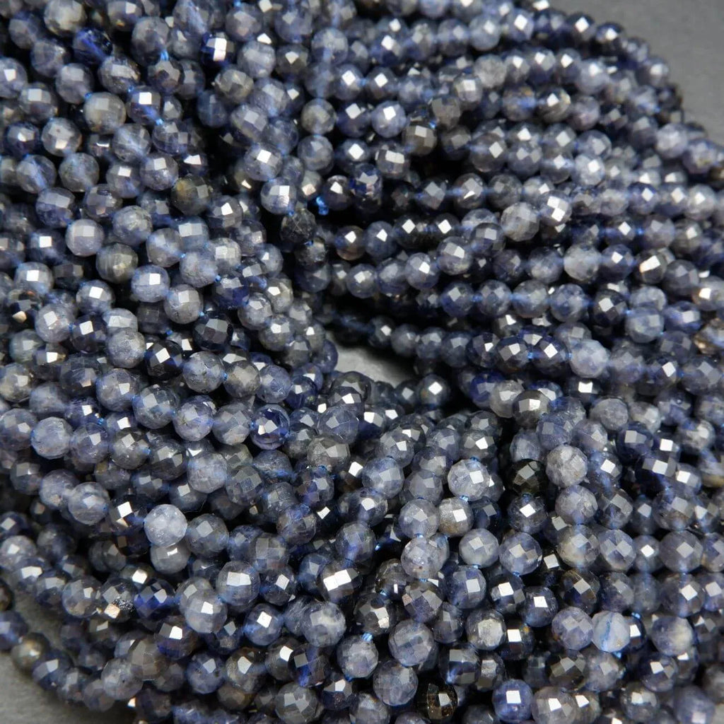 Faceted iolite beads for handmade jewelry making