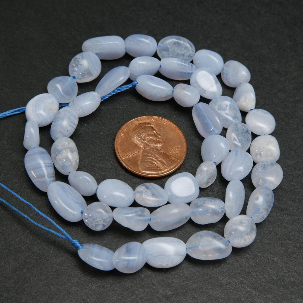 Blue lace agate pebble beads.