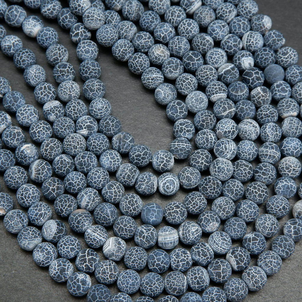 Cracked Web Beads. Dragon Vein Agate Beads.