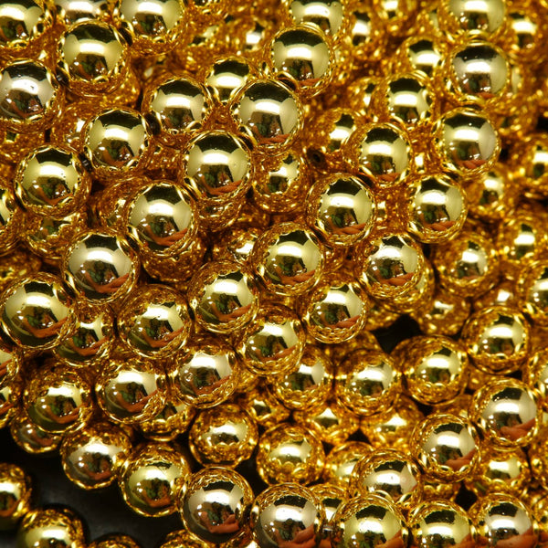 Round Gold Hematite Loose Beads - 8mm Gemstone Beads For Jewelry Making, 15+ Pieces, DIY