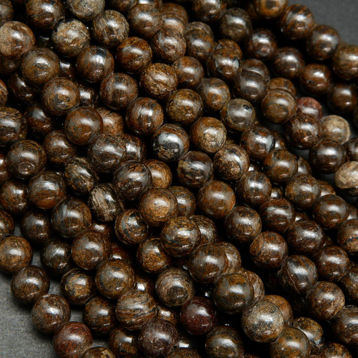 Brown Bronzite large hole beads.