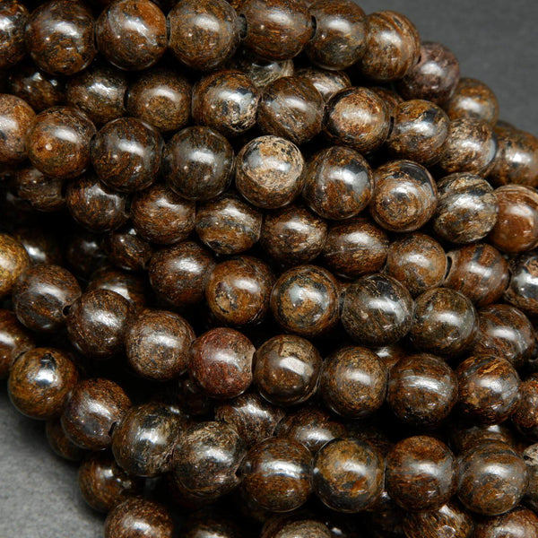 Brown Bronzite large hole beads.