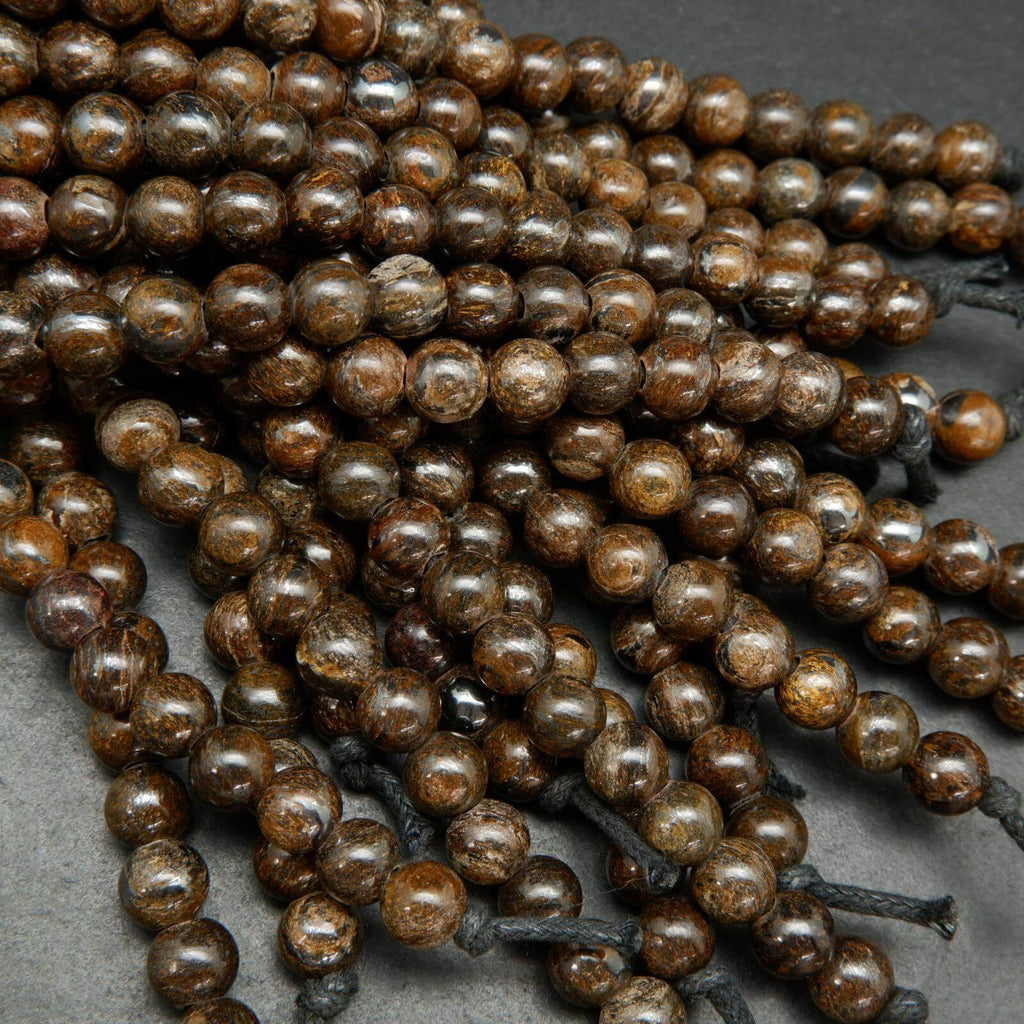 Brown Bronzite large hole beads.