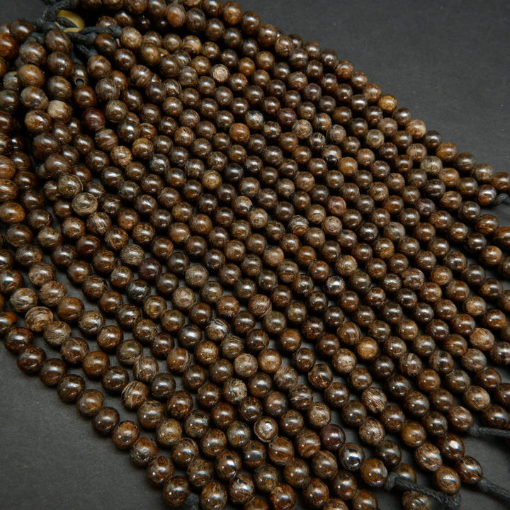 Brown Bronzite large hole beads.