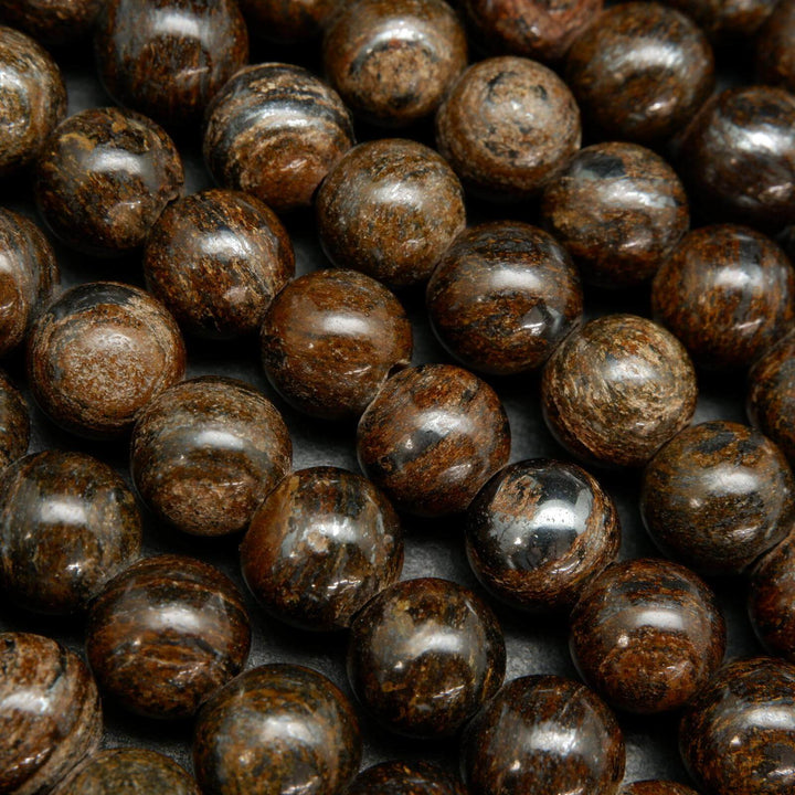 Brown Bronzite large hole beads.