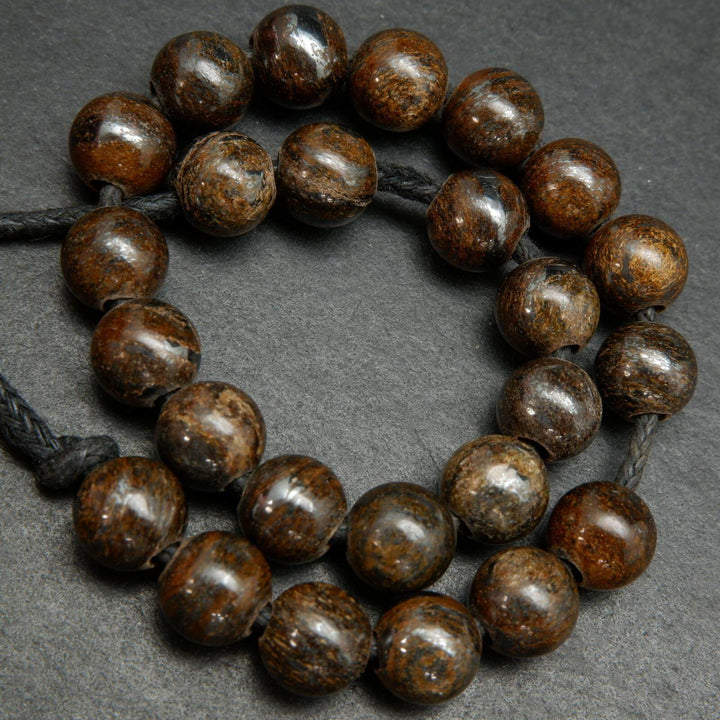 Brown Bronzite large hole beads.