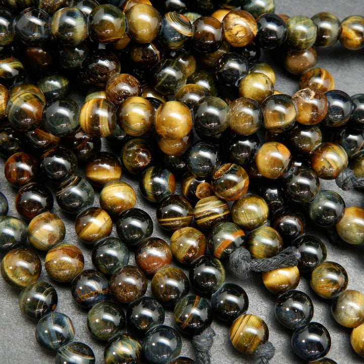 Bluish brown tiger's eye large hole beads.