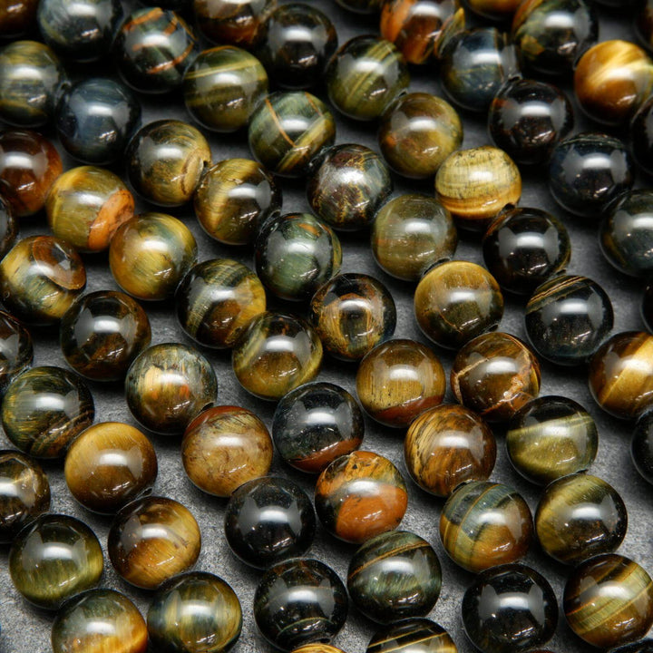 Bluish brown tiger's eye large hole beads.