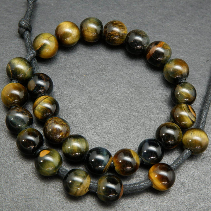 Bluish brown tiger's eye large hole beads.