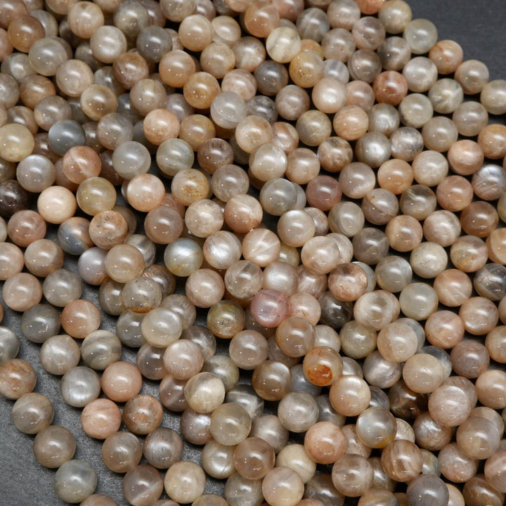Brown and grey moonstone beads.