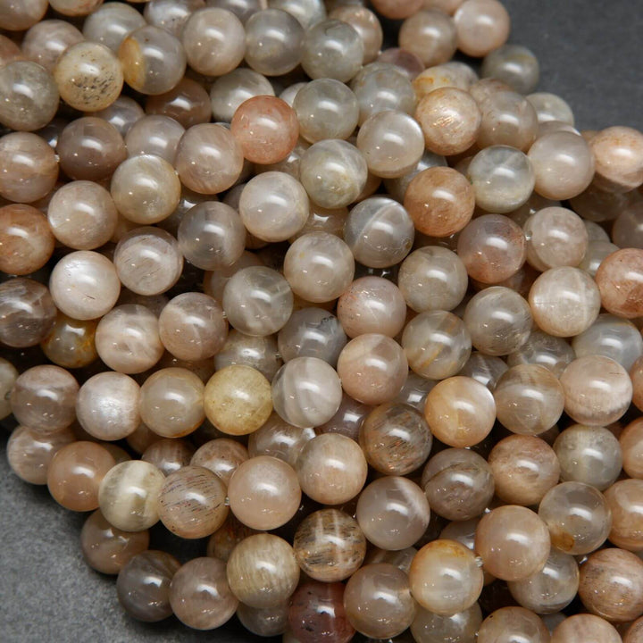 Brown and grey moonstone beads.