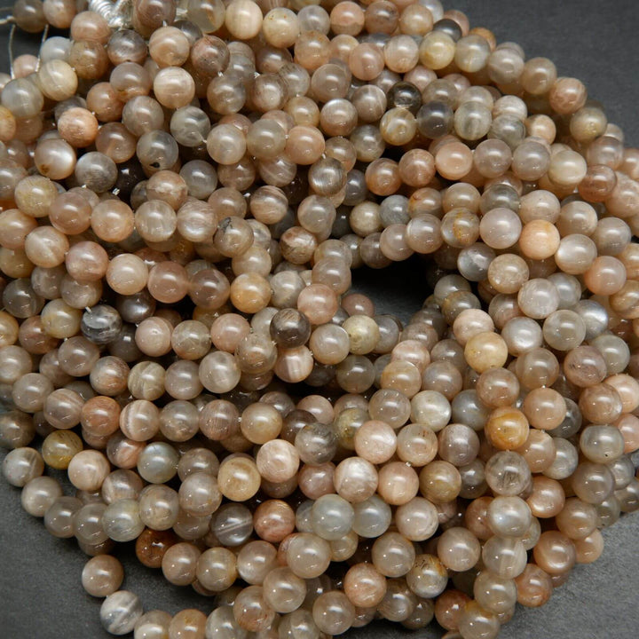 Brown and grey moonstone beads.