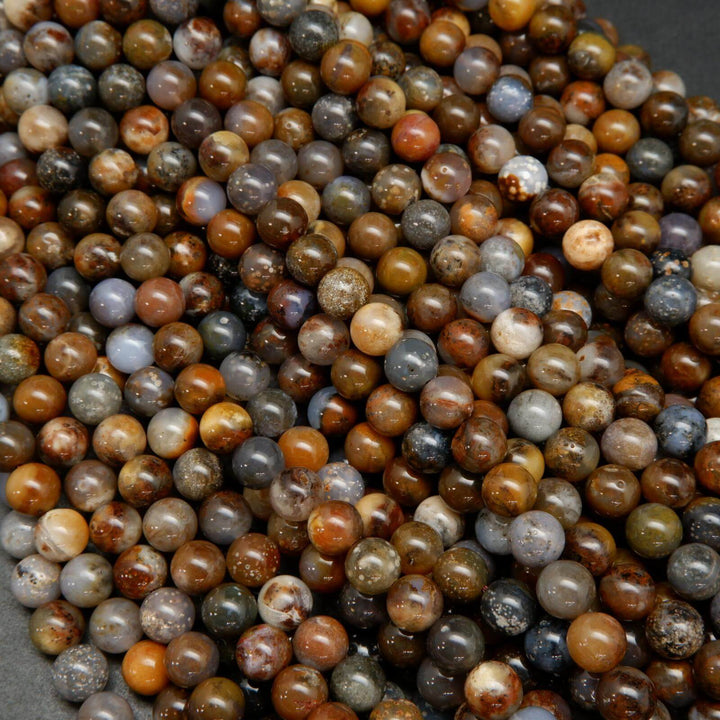 Brown dendritic opal beads.