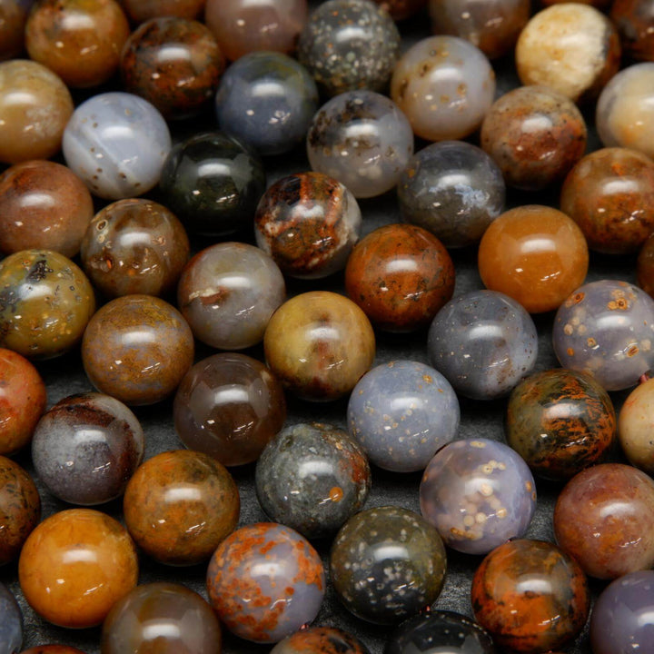 Brown dendritic opal beads.