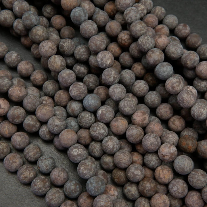 Matte finish brown snowflake obsidian beads.