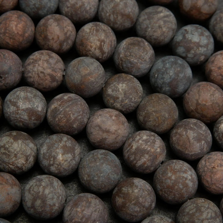 Matte finish brown snowflake obsidian beads.