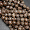 Brown snowflake obsidian beads. Beads with white flakes and brown matrix for handmade jewelry. 
