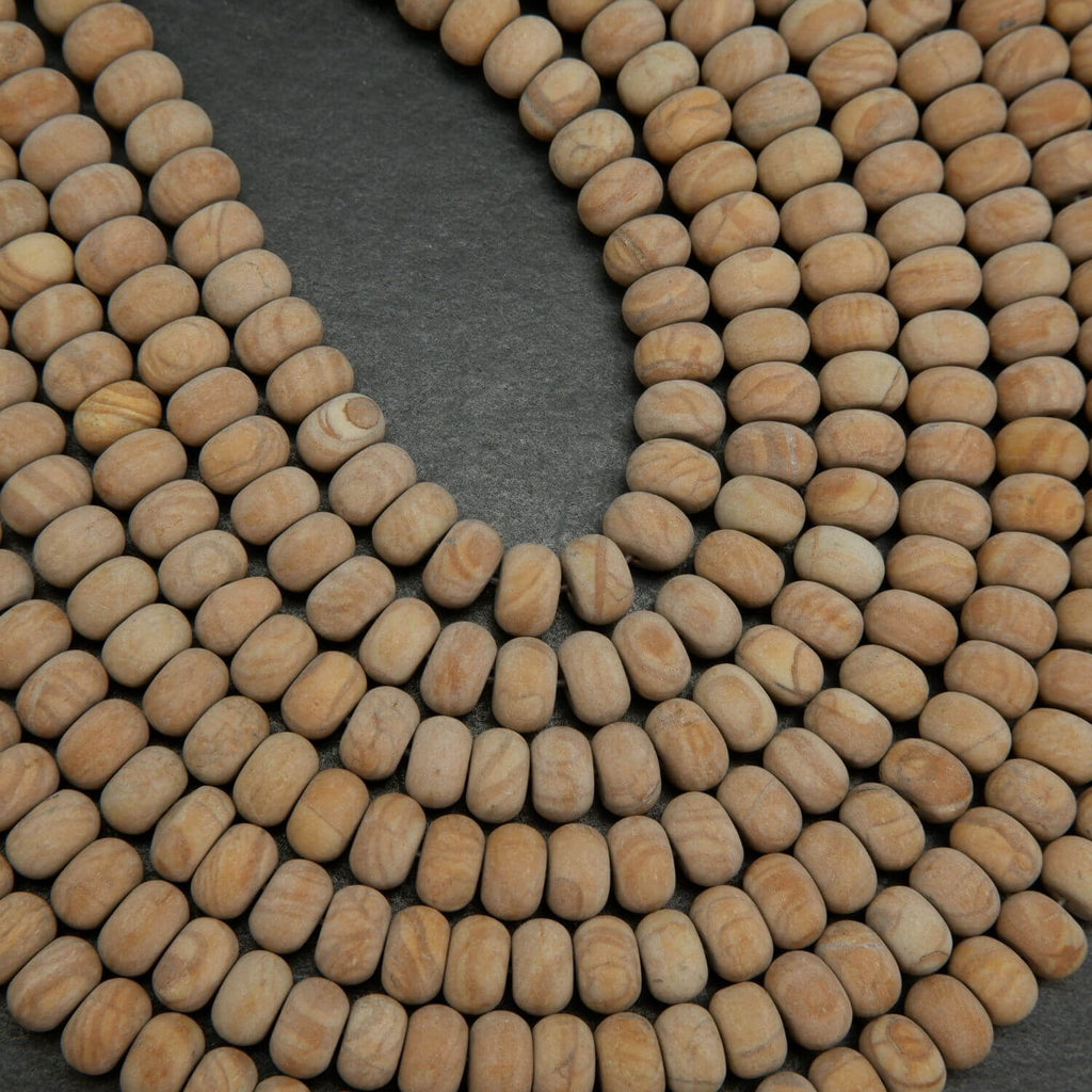 Matte finish brown rondelle wooden jasper beads.
