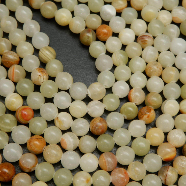 Green calcite beads.