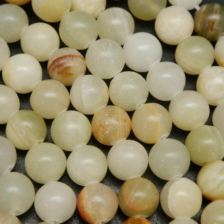 Green calcite beads.