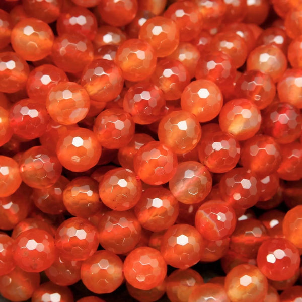 Faceted Red Orange Carnelian Beads.