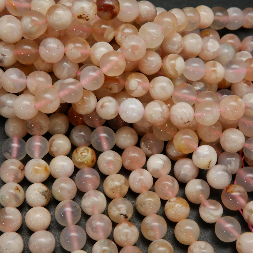 Light pink and peach cherry blossom agate beads.