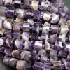 Heishi shape white and purple chevron amethyst beads.