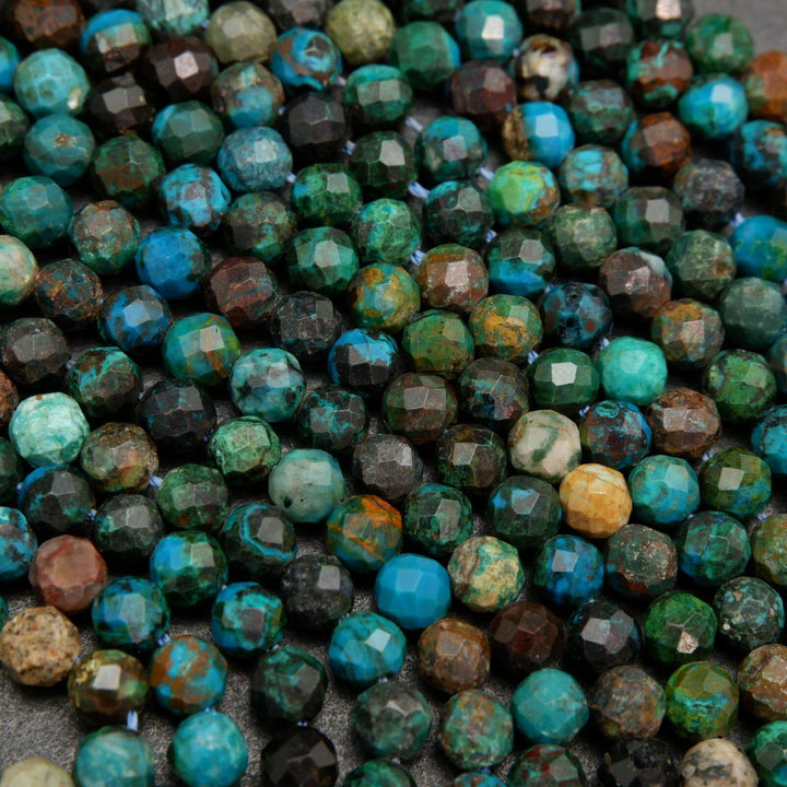 Faceted chrysocolla beads.