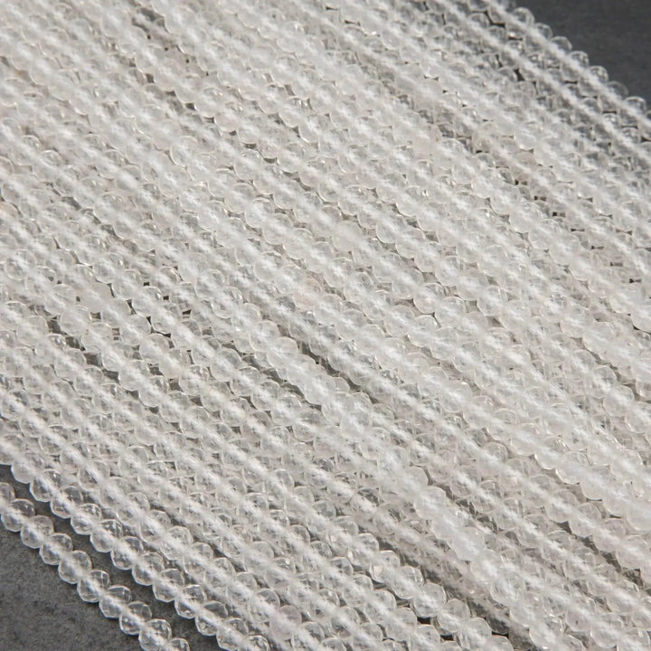 Clear Quartz · Microfaceted · Rondelle · 3mm, 4mm, Tejas Beads, Beads