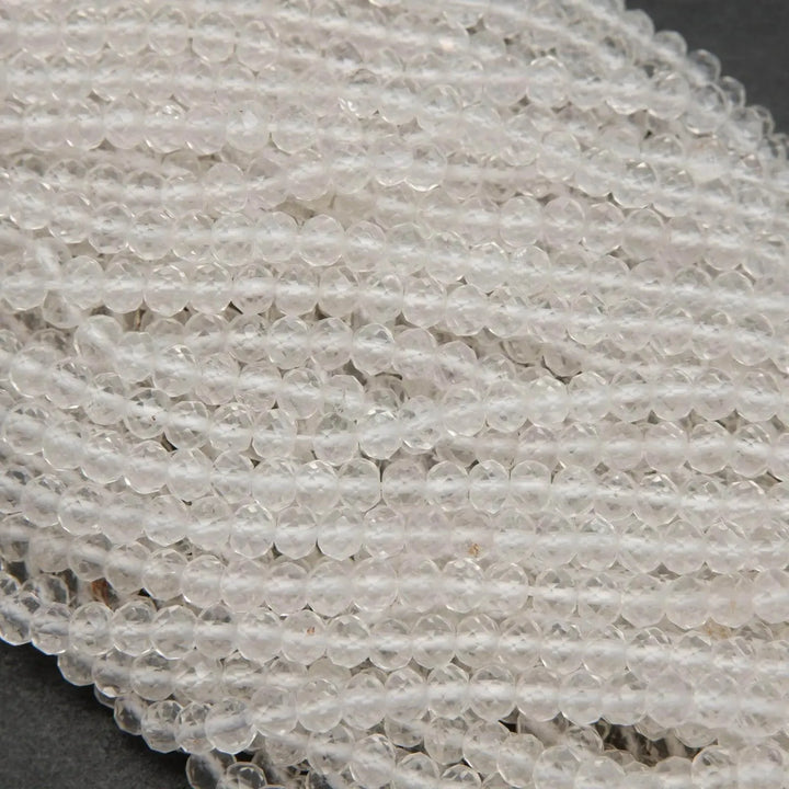 Clear Quartz · Microfaceted · Rondelle · 3mm, 4mm, Tejas Beads, Beads
