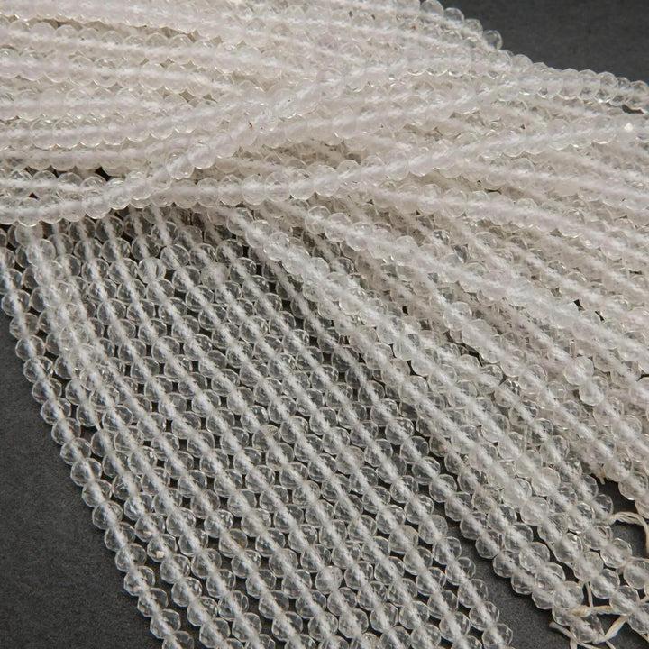 Clear Quartz · Microfaceted · Rondelle · 3mm, 4mm, Tejas Beads, Beads
