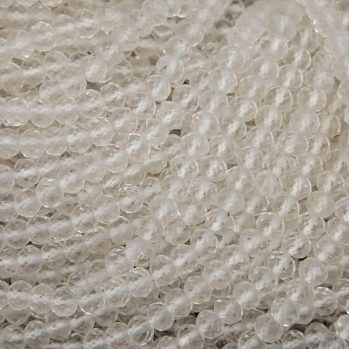 Clear Quartz · Microfaceted · Rondelle · 3mm, 4mm, Tejas Beads, Beads