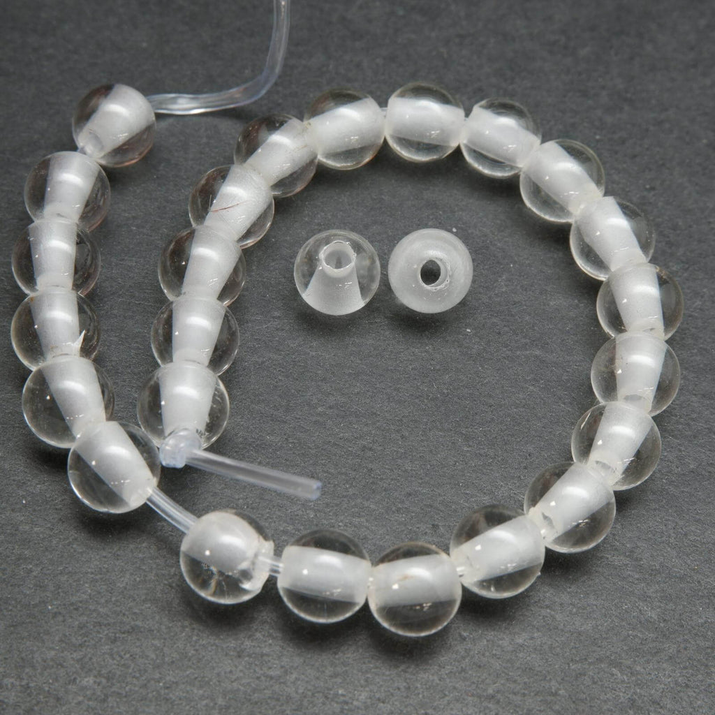 Clear crystal quartz large hole beads.
