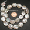 Freshwater Pearl · Coin Shape · White · 14x18mm, Pearl, Tejas Beads