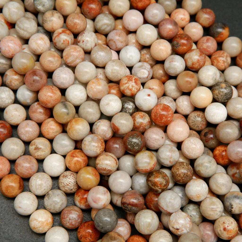 Red Fossil Coral Beads.