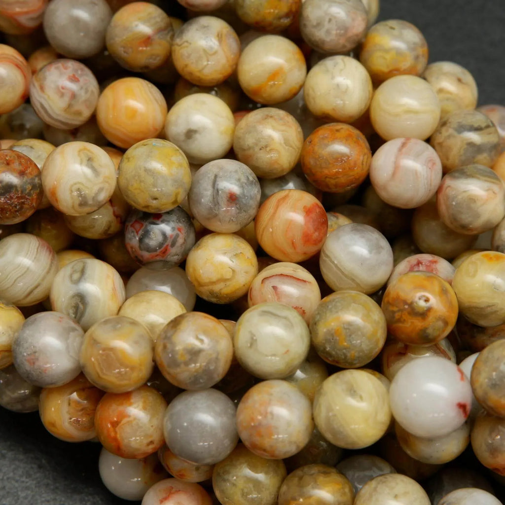 Yellow Crazy Lace Agate Beads.
