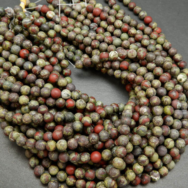 Dragon's Blood Jasper · Matte · Round · 4mm, 6mm, 8mm, 10mm, Bead, Tejas Beads
