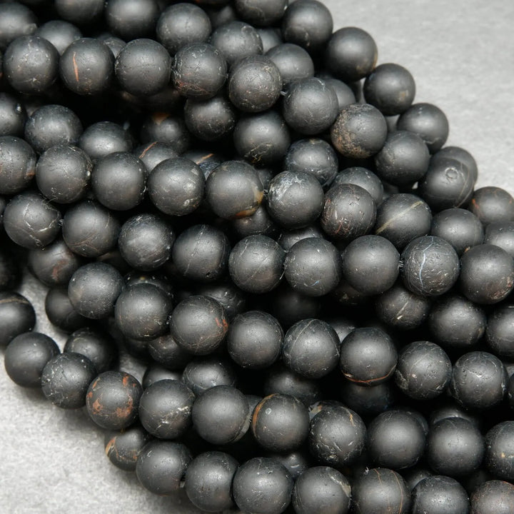 Matte finish black tourmaline beads.