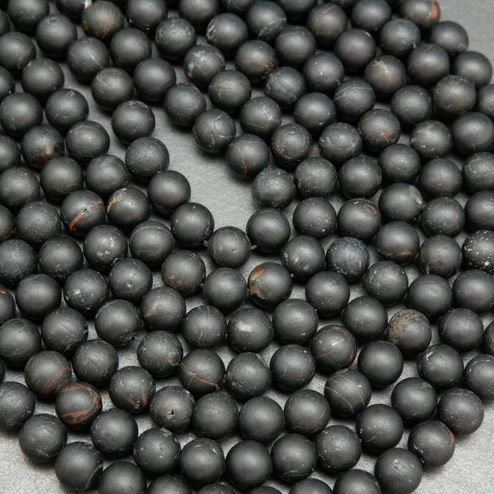 Matte finish black tourmaline beads.