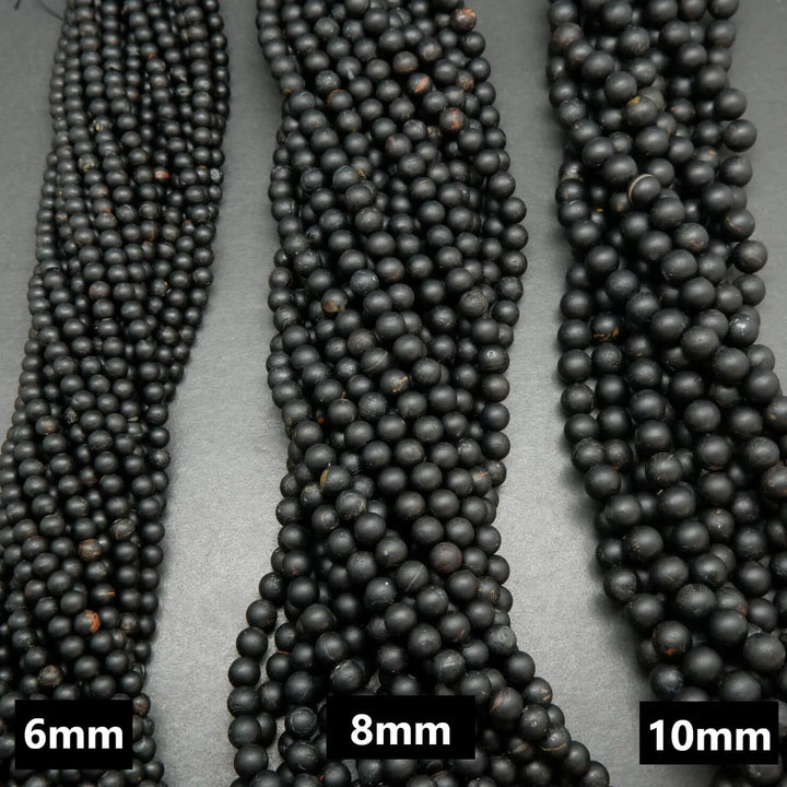 Matte finish black tourmaline beads.