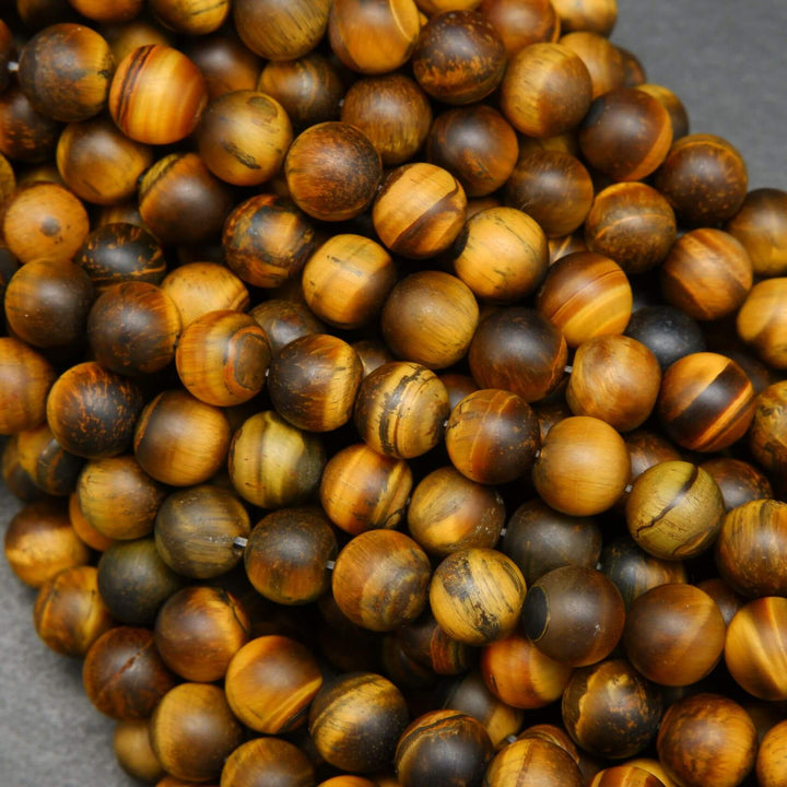 Matte finish brown tiger eye beads.