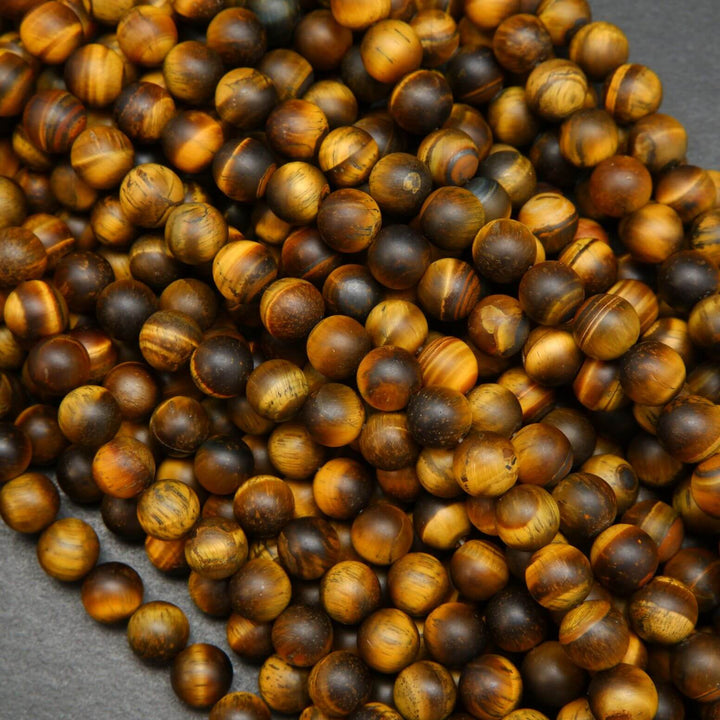 Matte finish brown tiger eye beads.