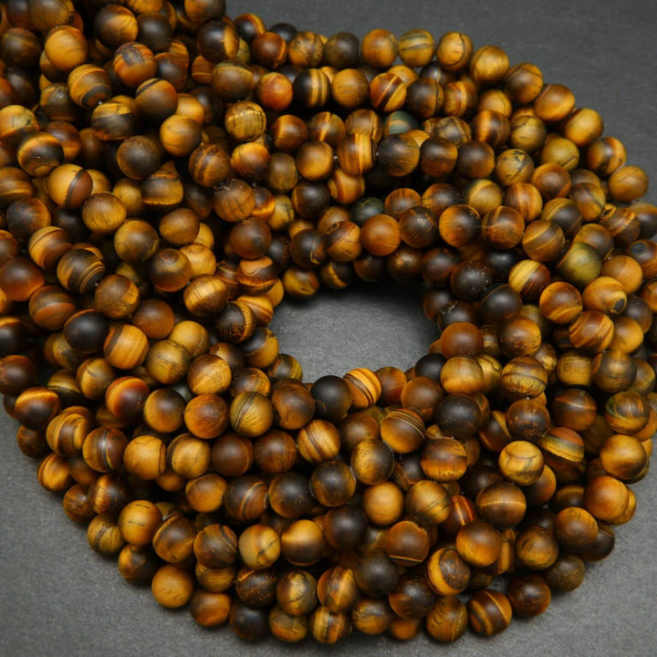 Matte finish brown tiger eye beads.