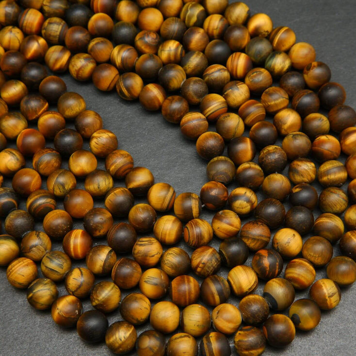 Matte finish brown tiger eye beads.