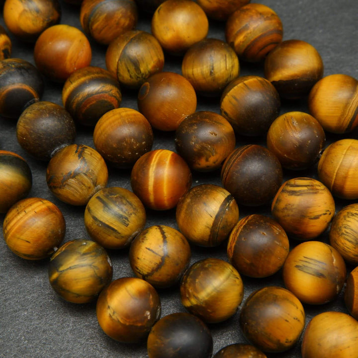 Matte finish brown tiger eye beads.
