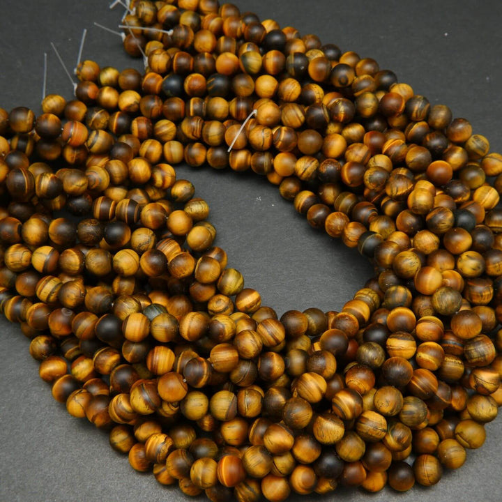 Matte finish brown tiger eye beads.